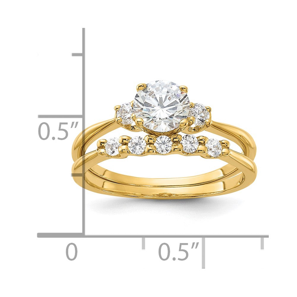 Sterling Silver Gold-Plated CZ Engagement Ring and Band Set