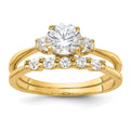Sterling Silver Gold-Plated CZ Engagement Ring and Band Set