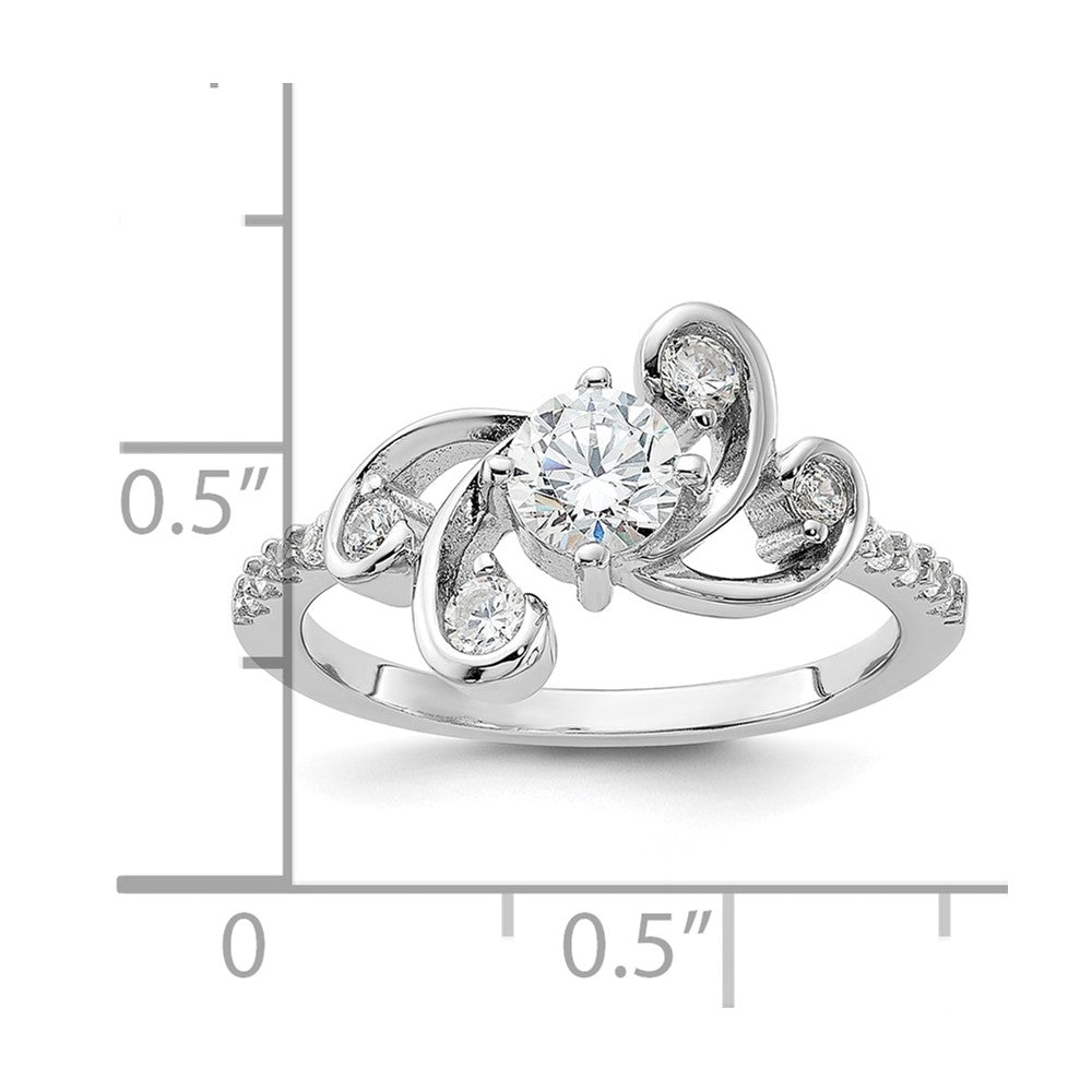 Pure Fire Sterling Silver Rhodium-plated Fancy CZ Ring
