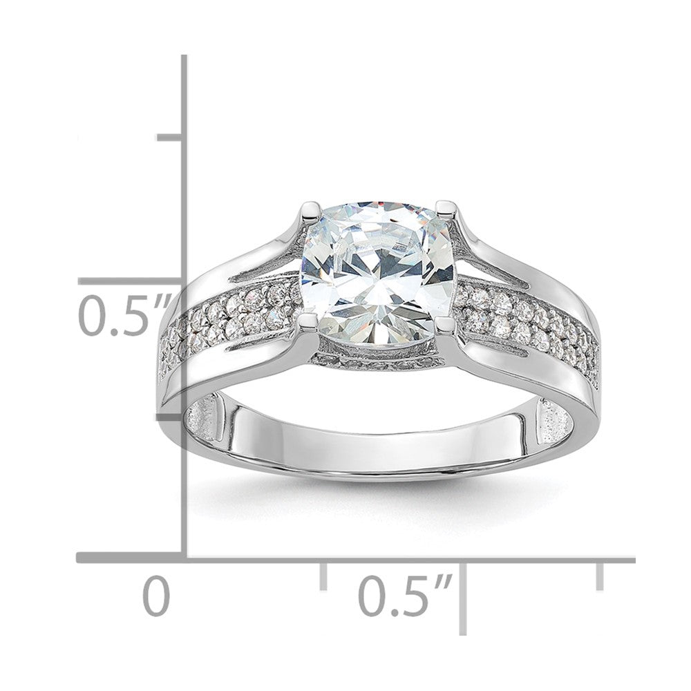 Sterling Silver Rhodium-plated CZ Ring
