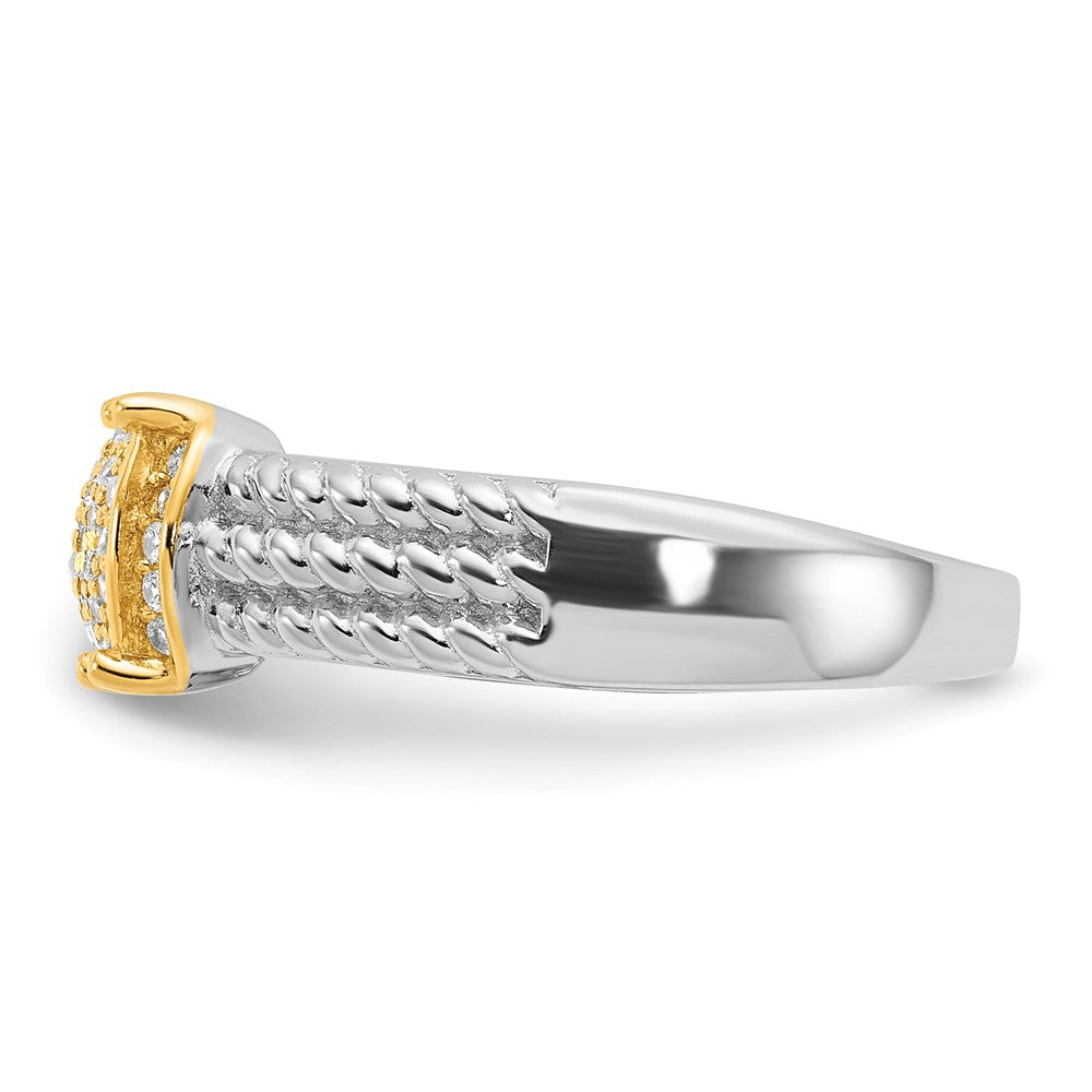 Sterling Silver Rhodium/Gold-tone Pavé CZ Ring
