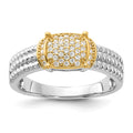 Sterling Silver Rhodium/Gold-tone Pavé CZ Ring