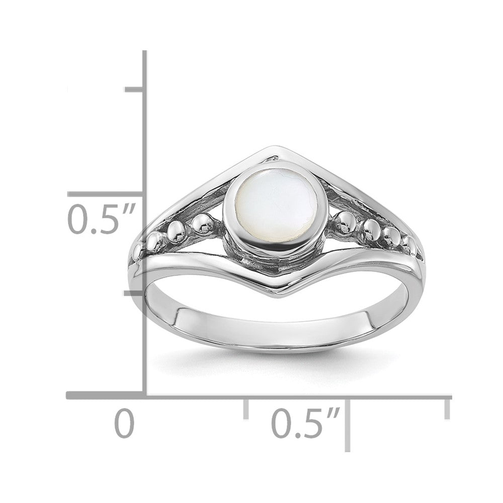 Sterling Silver Rhodium-Plated Polished Mother of Pearl Ring