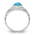 Sterling Silver Rhodium-plated Reconstituted Turquoise Ring