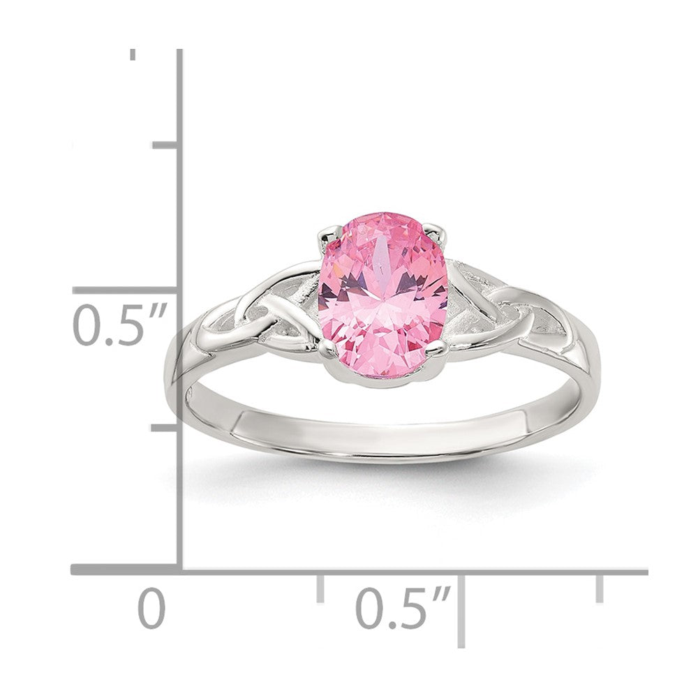 Sterling Silver Polished Pink CZ Ring