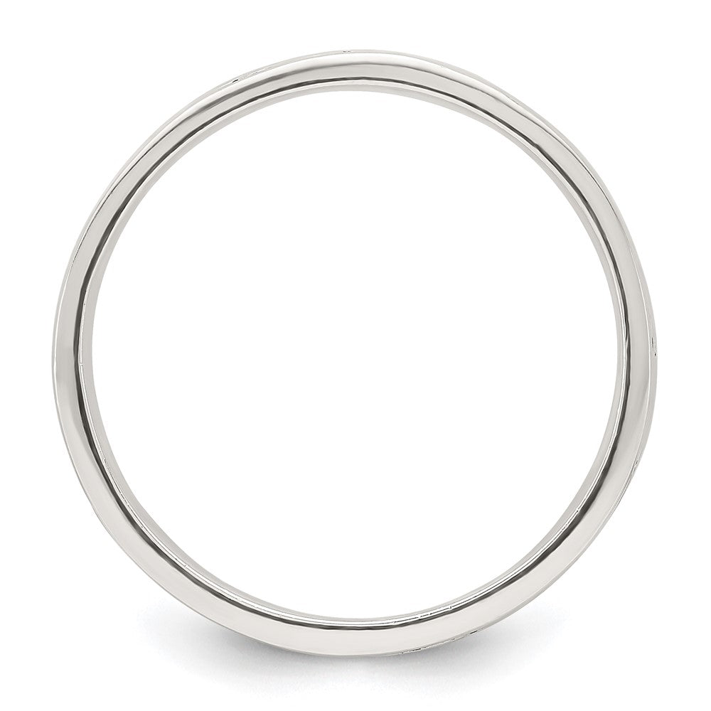 Sterling Silver Polished Oxidized Patterned Men's Band Ring