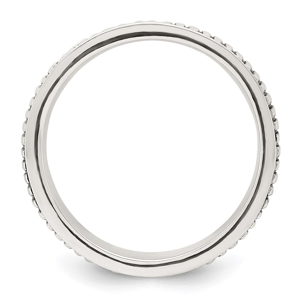 Sterling Silver Polished Oxidized Patterned Men's Ring