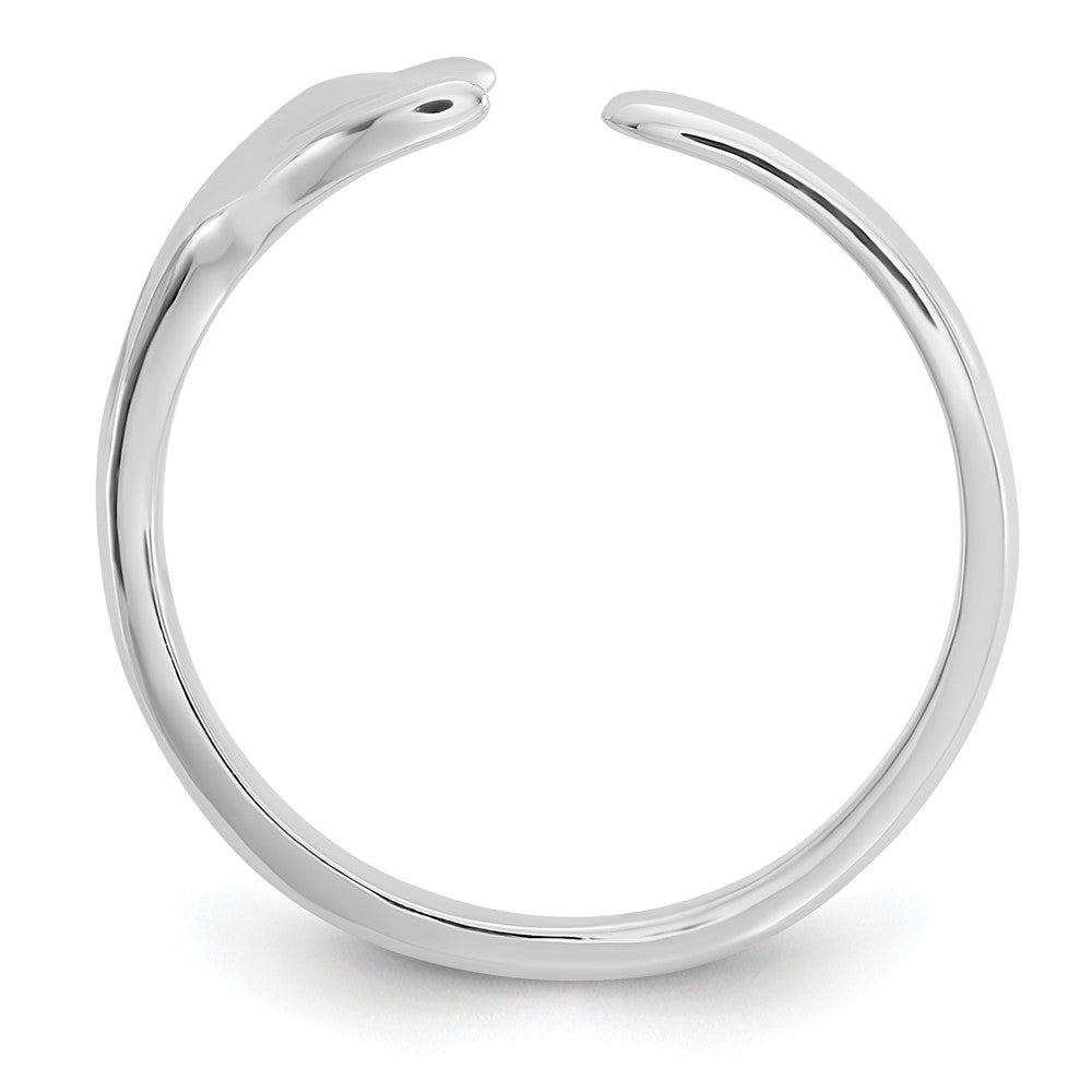 Sterling Silver Rh-plated Polished Whale Tail Ring