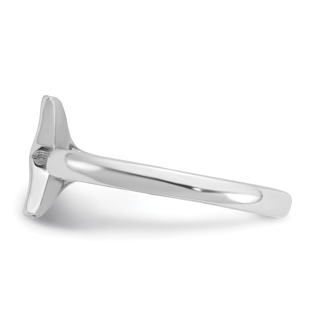 Sterling Silver Rh-plated Polished Whale Tail Ring