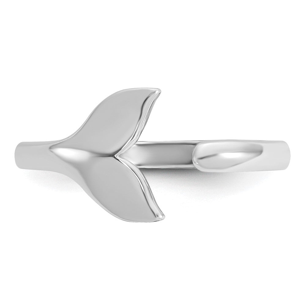 Sterling Silver Rh-plated Polished Whale Tail Ring