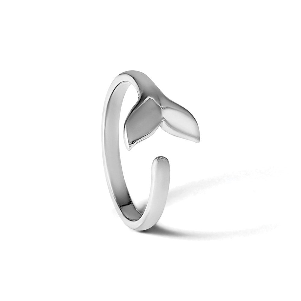 Sterling Silver Rh-plated Polished Whale Tail Ring