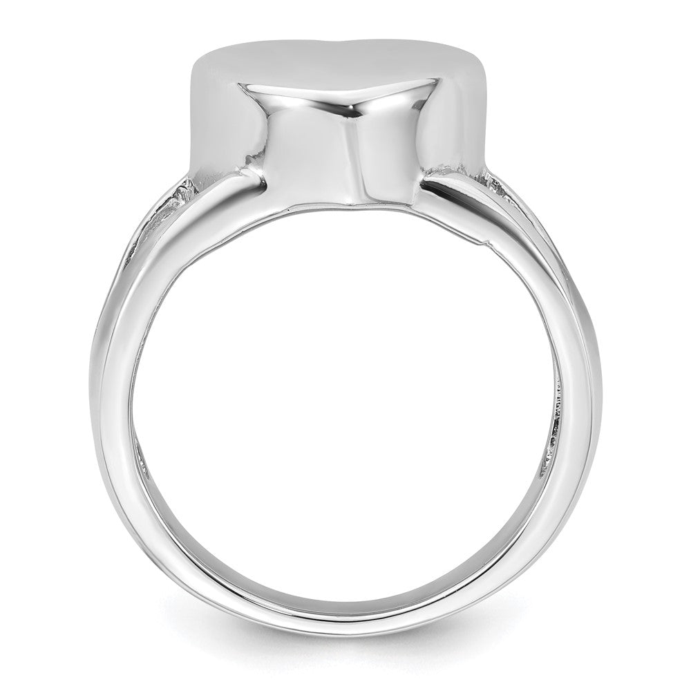 Sterling Silver Rhodium-plated Polished Heart Ash Holder Ring