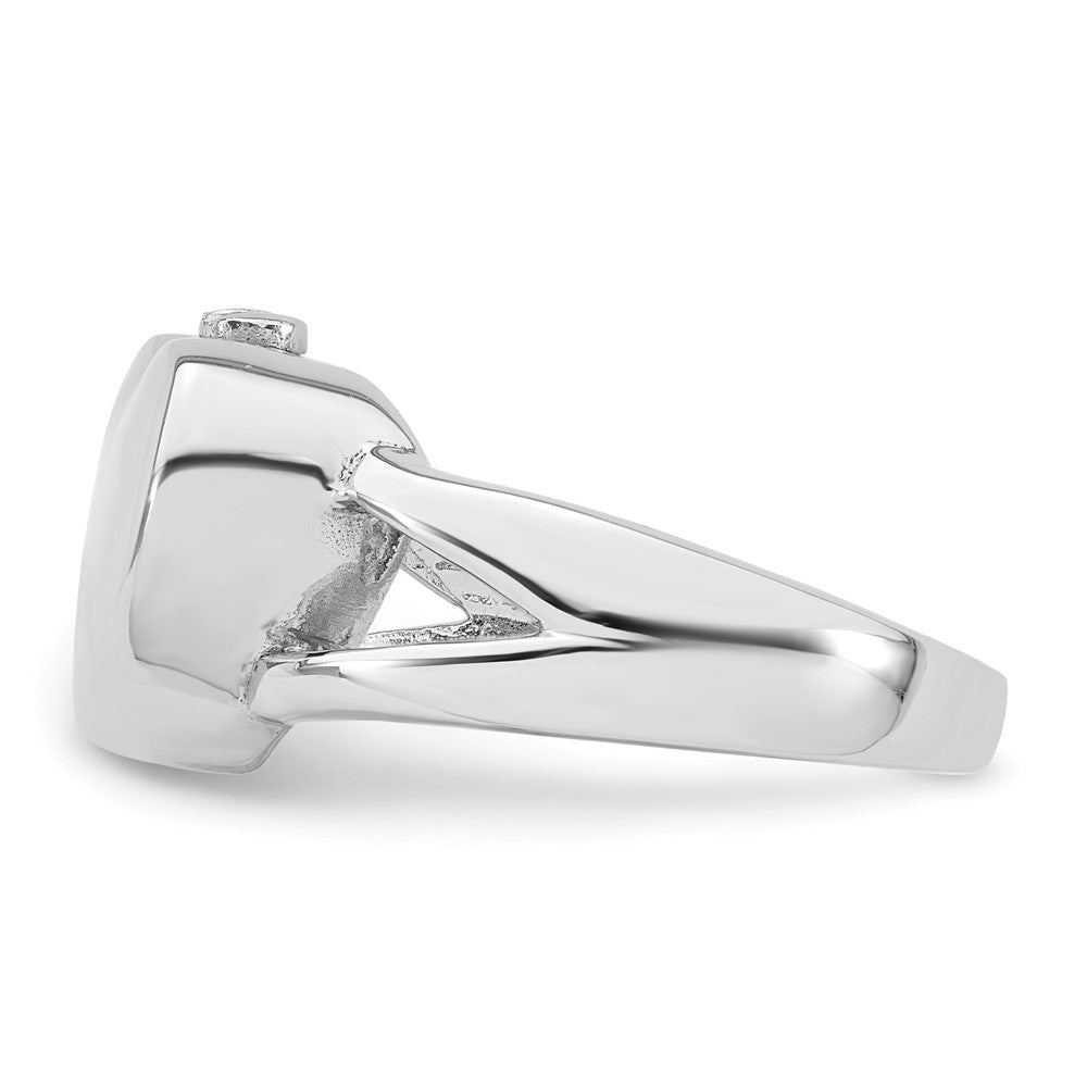 Sterling Silver Rhodium-plated Polished Heart Ash Holder Ring