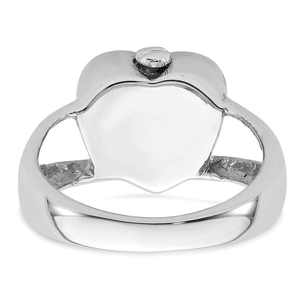 Sterling Silver Rhodium-plated Polished Heart Ash Holder Ring
