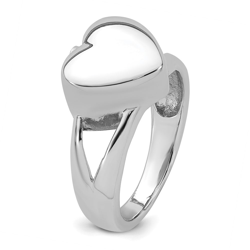 Sterling Silver Rhodium-plated Polished Heart Ash Holder Ring