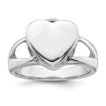 Sterling Silver Rhodium-plated Polished Heart Ash Holder Ring