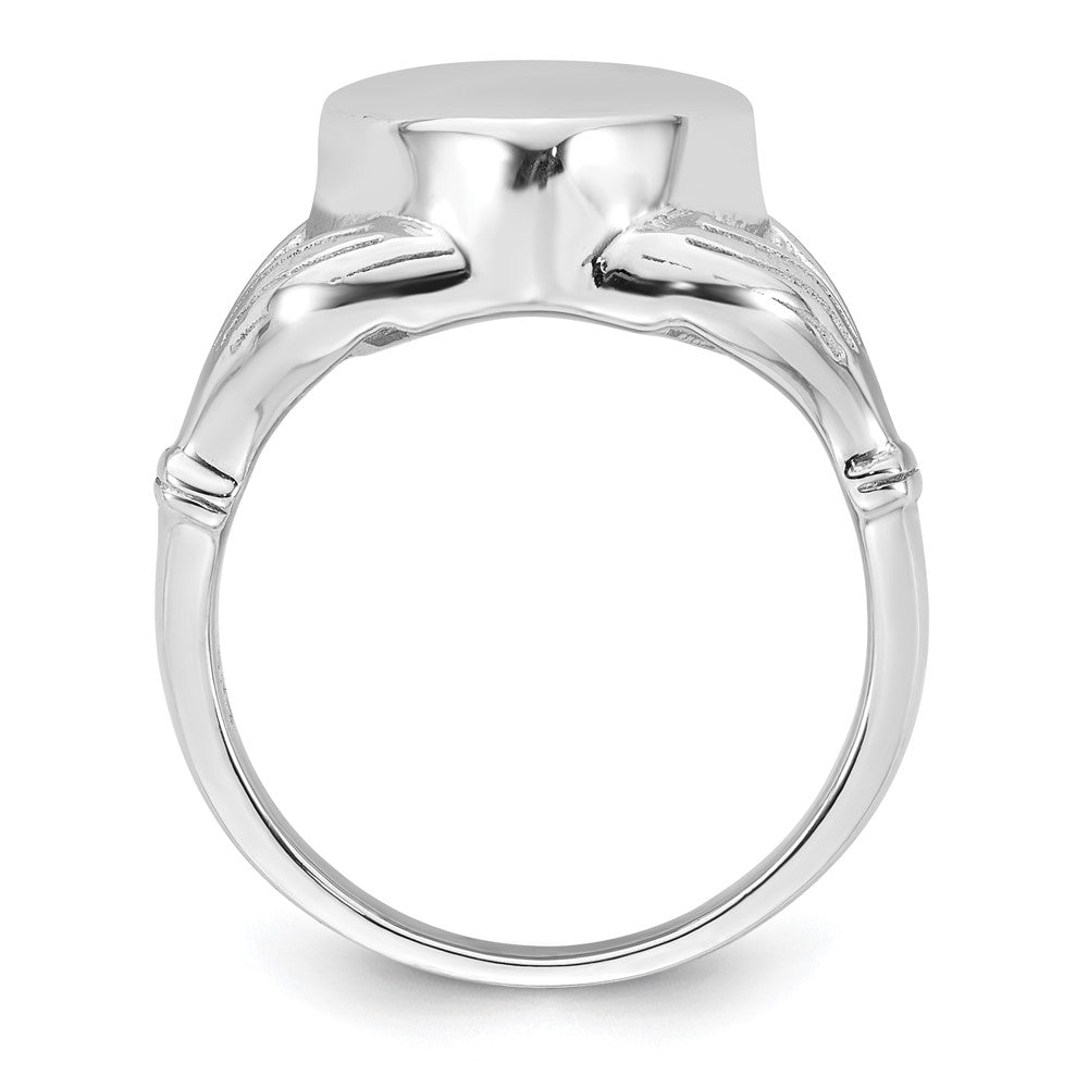 Sterling Silver RH-plated Polished Claddagh Heart Ash Holder Ring