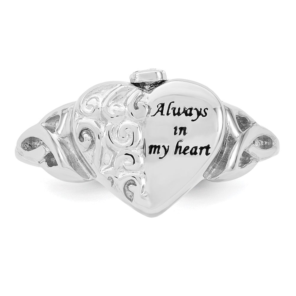 Sterling Silver Rhod-plated Enameled Celtic Fancy Heart Ash Holder Ring