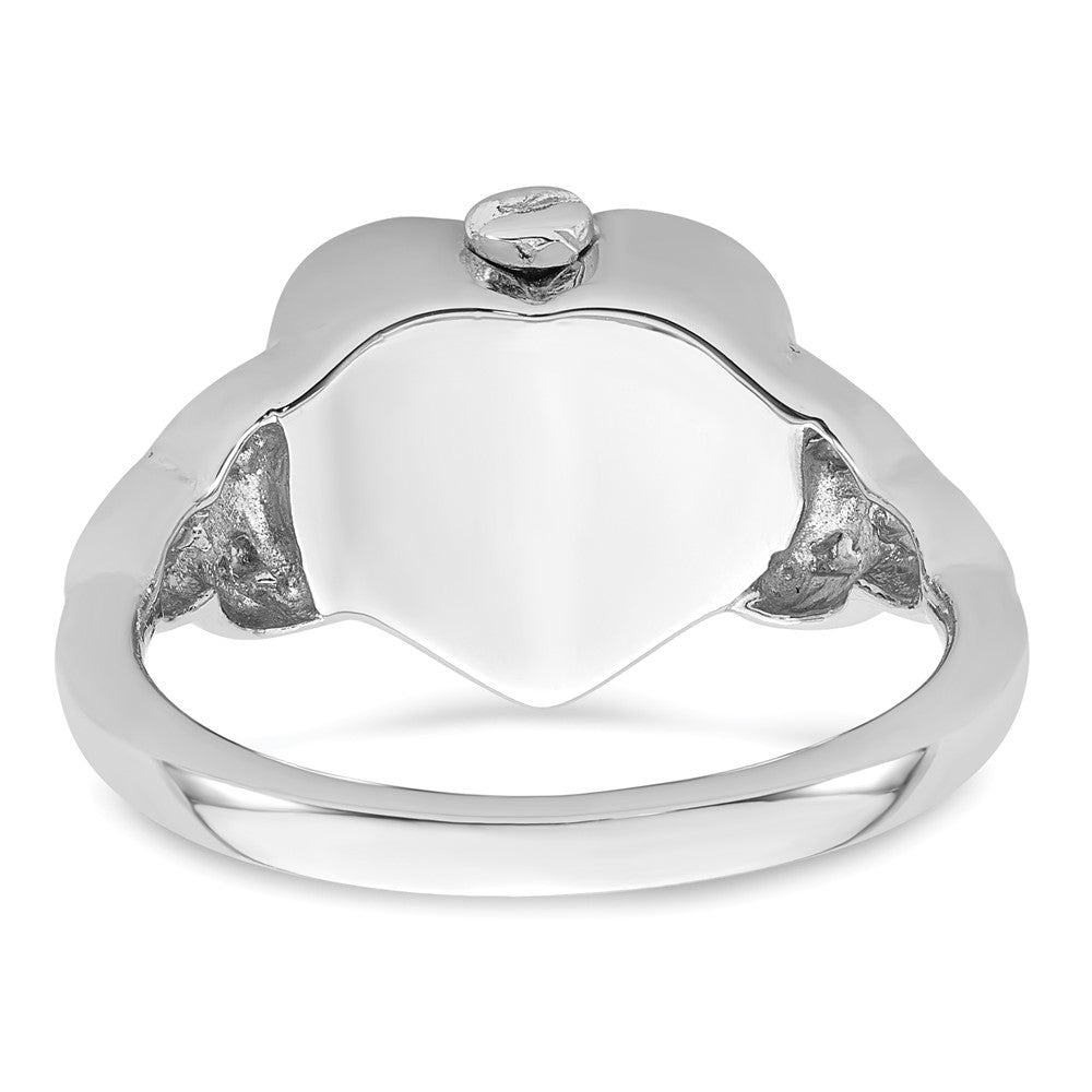 Sterling Silver Rhod-plated Enameled Celtic Fancy Heart Ash Holder Ring