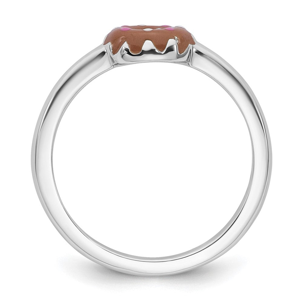 Sterling Silver Rhodium-plated Children's Enamel Donut Ring
