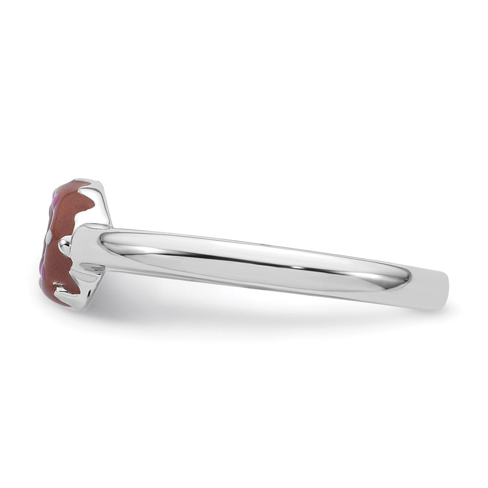 Sterling Silver Rhodium-plated Children's Enamel Donut Ring