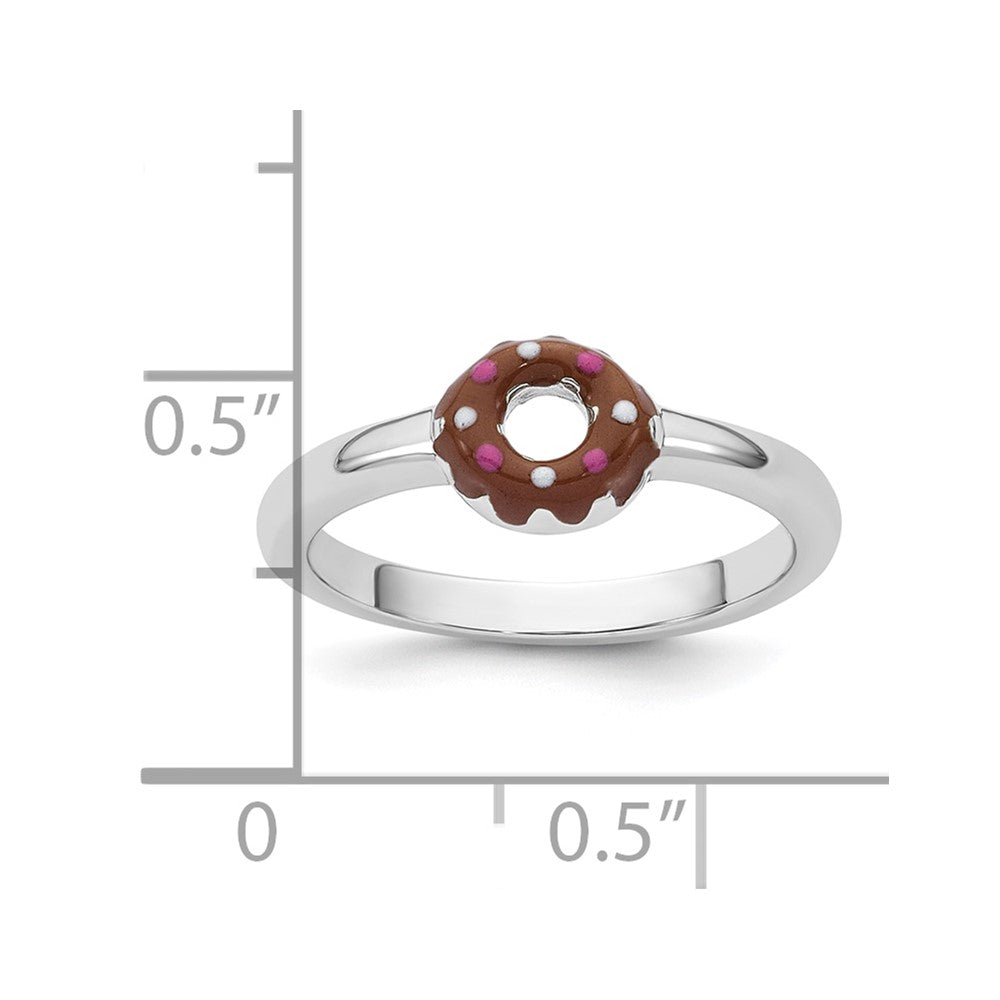 Sterling Silver Rhodium-plated Children's Enamel Donut Ring
