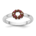 Sterling Silver Rhodium-plated Children's Enamel Donut Ring