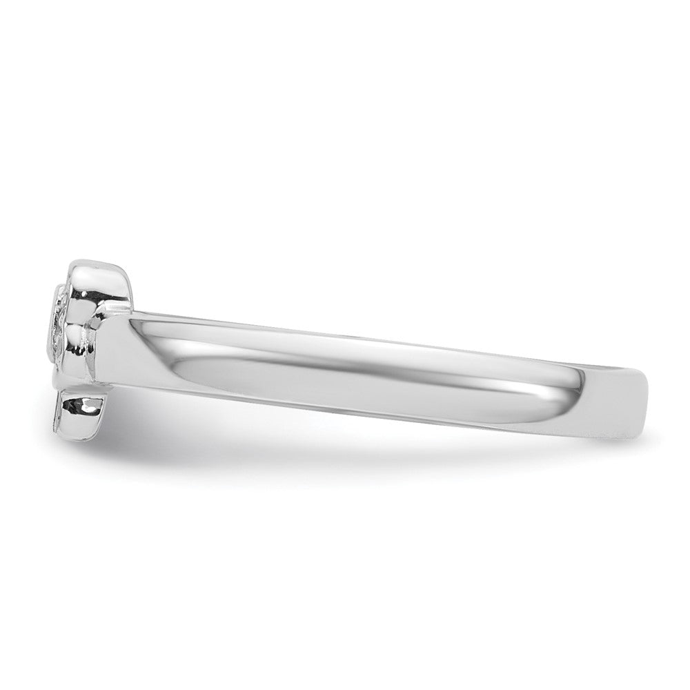 Sterling Silver Rhodium-plated Children's CZ Enamel Bow Ring