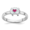 Sterling Silver Rhodium-plated Enamel Sheep w/Heart Ring
