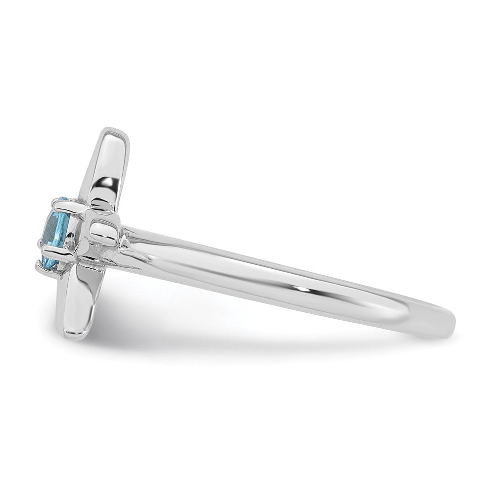 SS RH-plated Polished Light Swiss Blue Topaz Starfish Ring