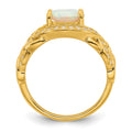Sterling Silver Polished Gold-tone CZ and Created Opal Twisted Ring