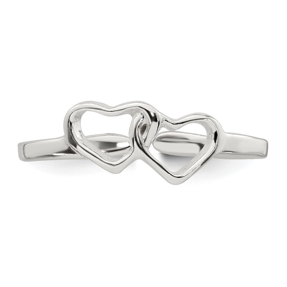 Sterling Silver Polished Interlocking Hearts Toe Ring
