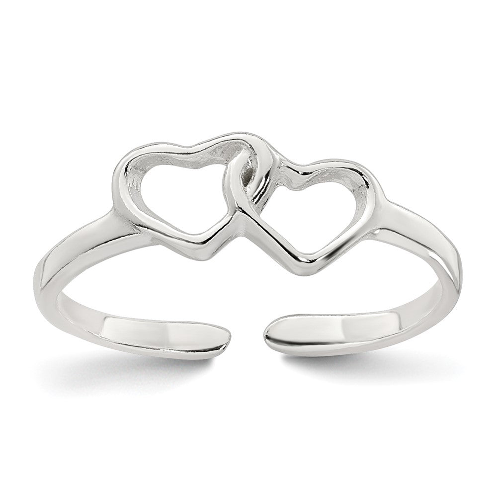 Sterling Silver Polished Interlocking Hearts Toe Ring