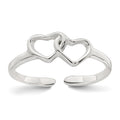 Sterling Silver Polished Interlocking Hearts Toe Ring