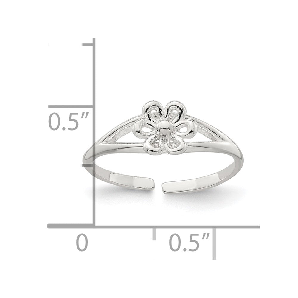 Sterling Silver Polished Flower Toe Ring