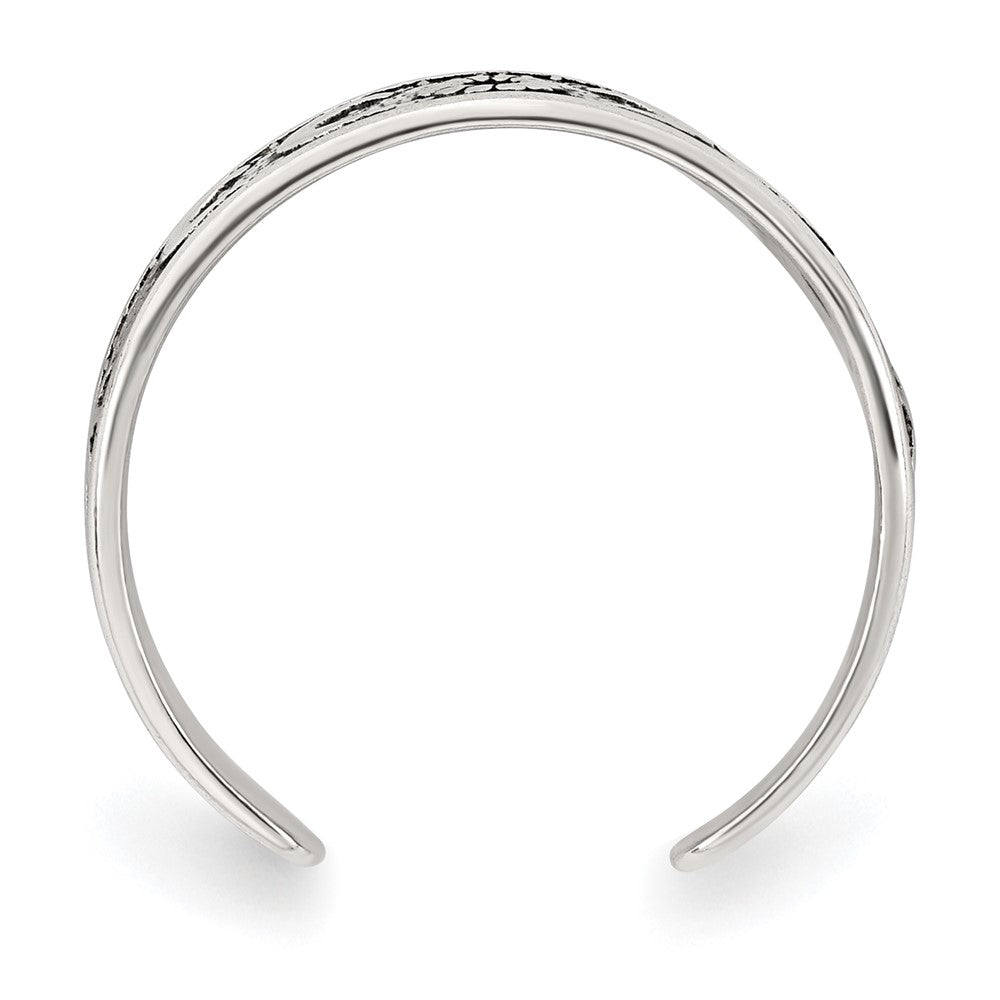 Sterling Silver Polished and Antiqued Moon and Star Toe Ring