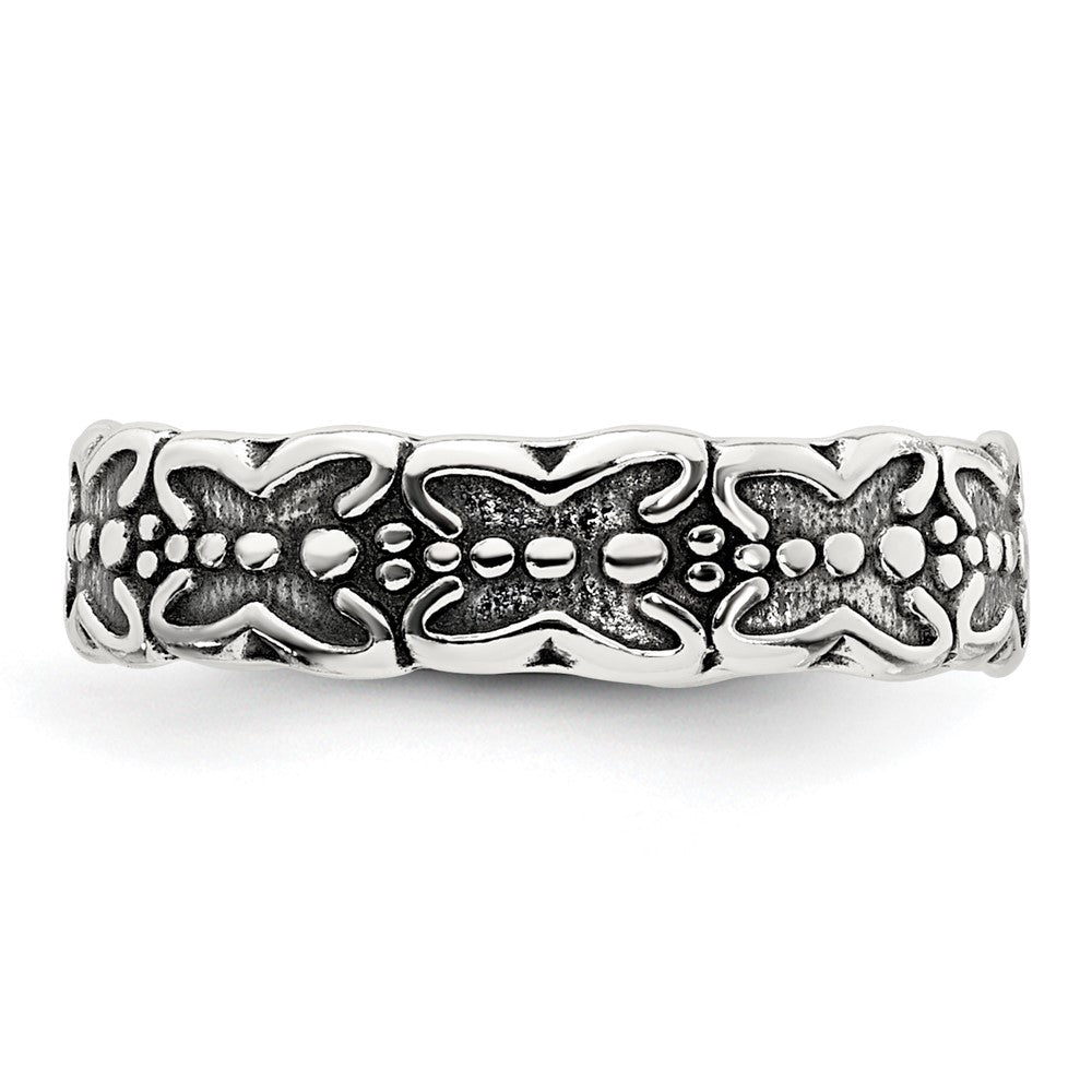Sterling Silver Polished and Antiqued Butterfly Toe Ring