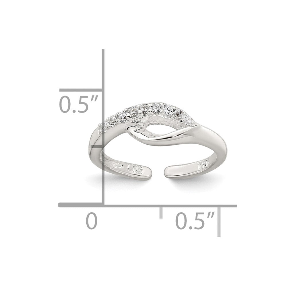 Sterling Silver Polished Fancy CZ Adjustable Toe Ring
