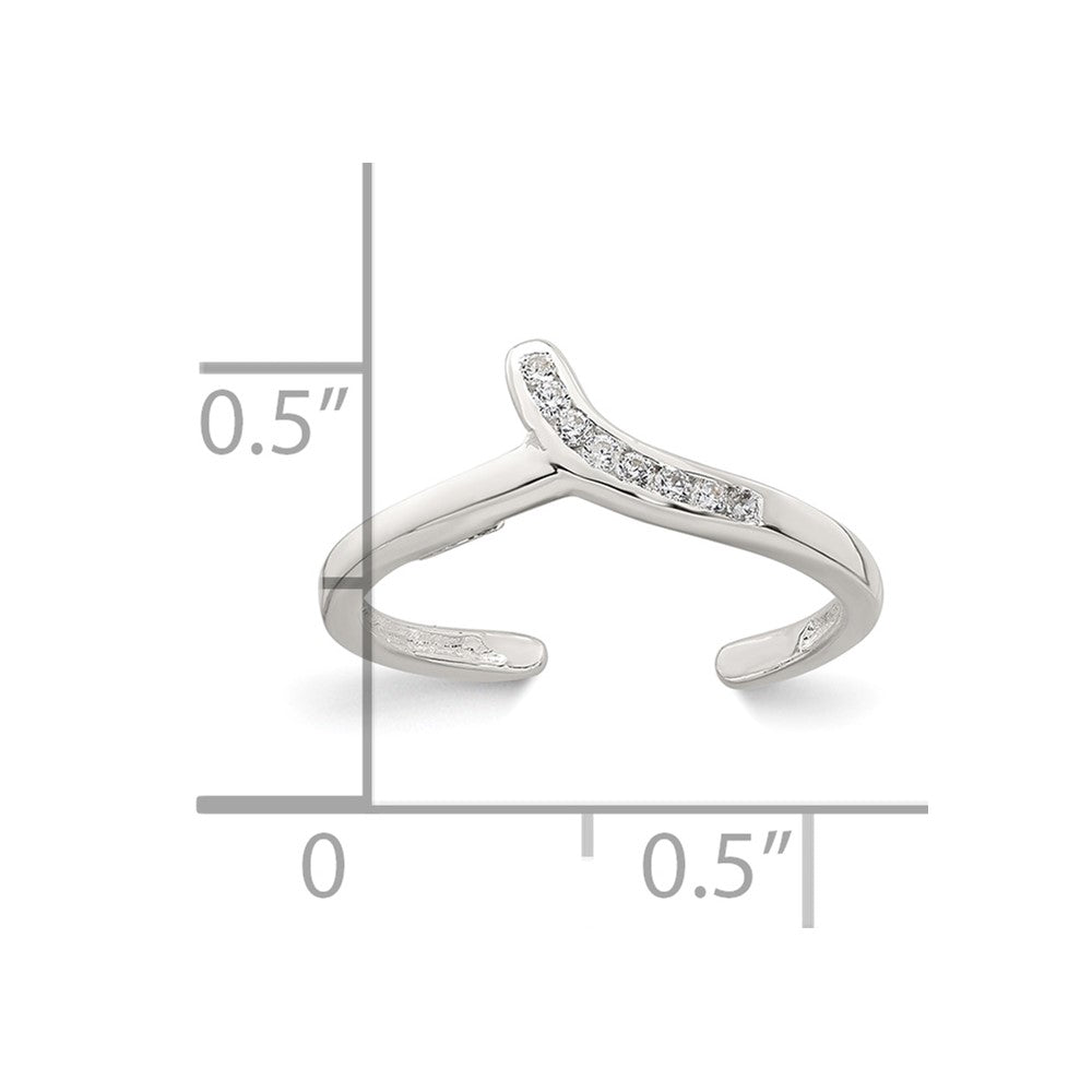 Sterling Silver Polished CZ Toe Ring