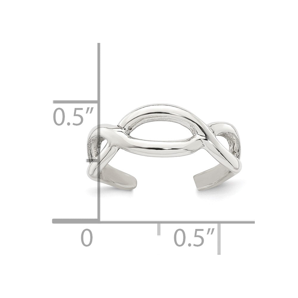 Sterling Silver Polished Criss Cross Adjustable Toe Ring