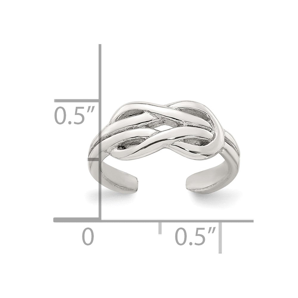 Sterling Silver Polished Knot Infinity Adjustable Toe Ring