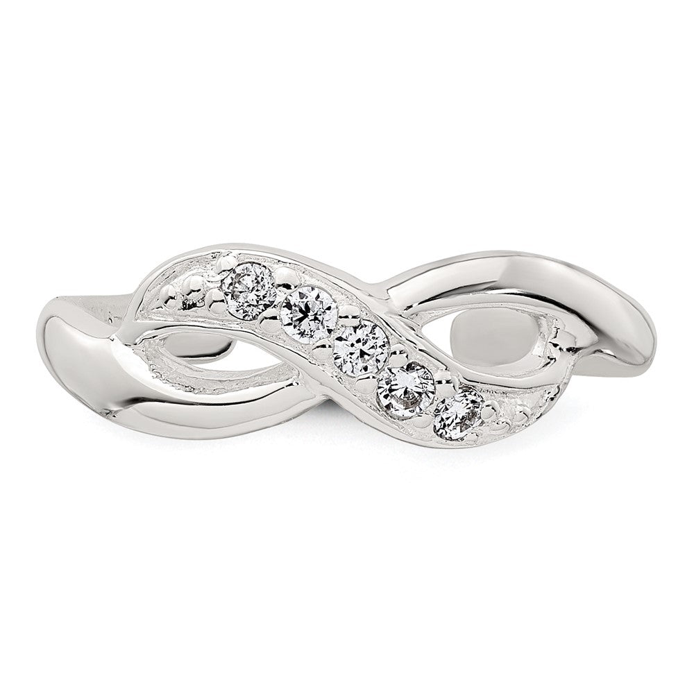 Sterling Silver Polished CZ Infinity Adjustable Toe Ring