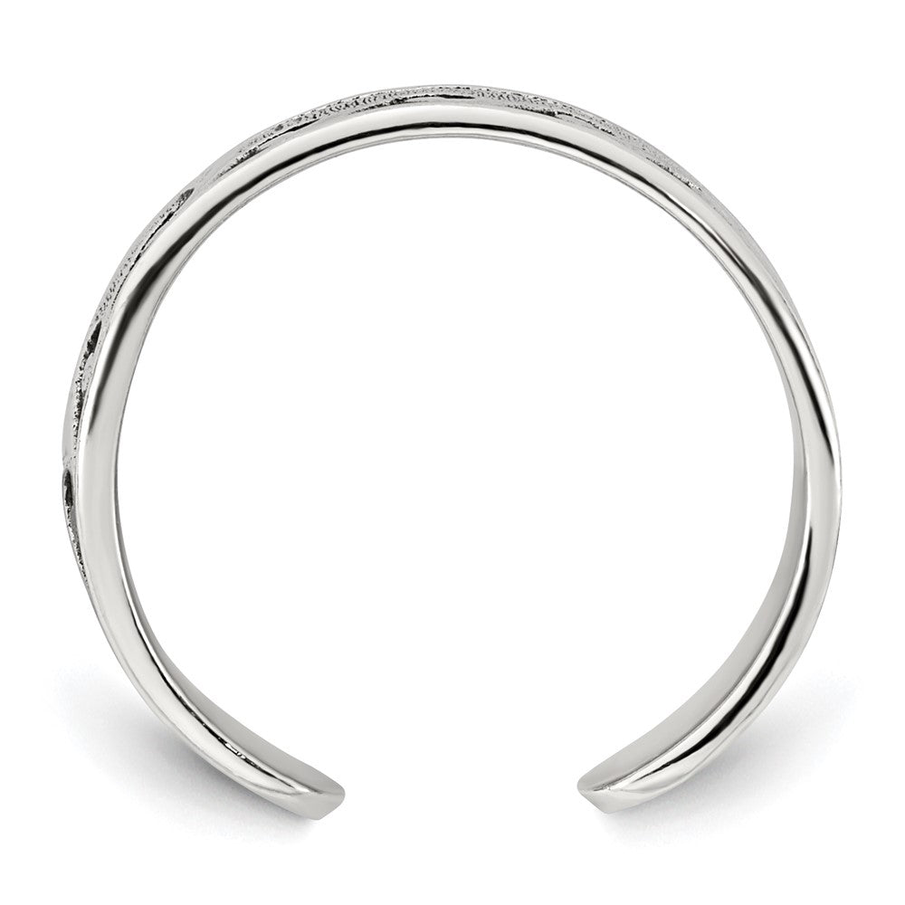 Sterling Silver Polished and Antiqued Waves Toe Ring