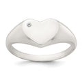Sterling Silver Polished CZ Heart Signet Ring