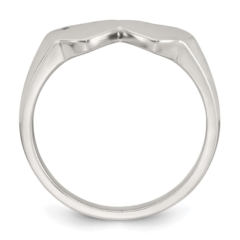Sterling Silver Polished CZ Double Heart Ring