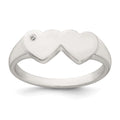 Sterling Silver Polished CZ Double Heart Ring