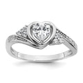 Sterling Silver Rhodium-plated Polished CZ Fancy Heart Ring