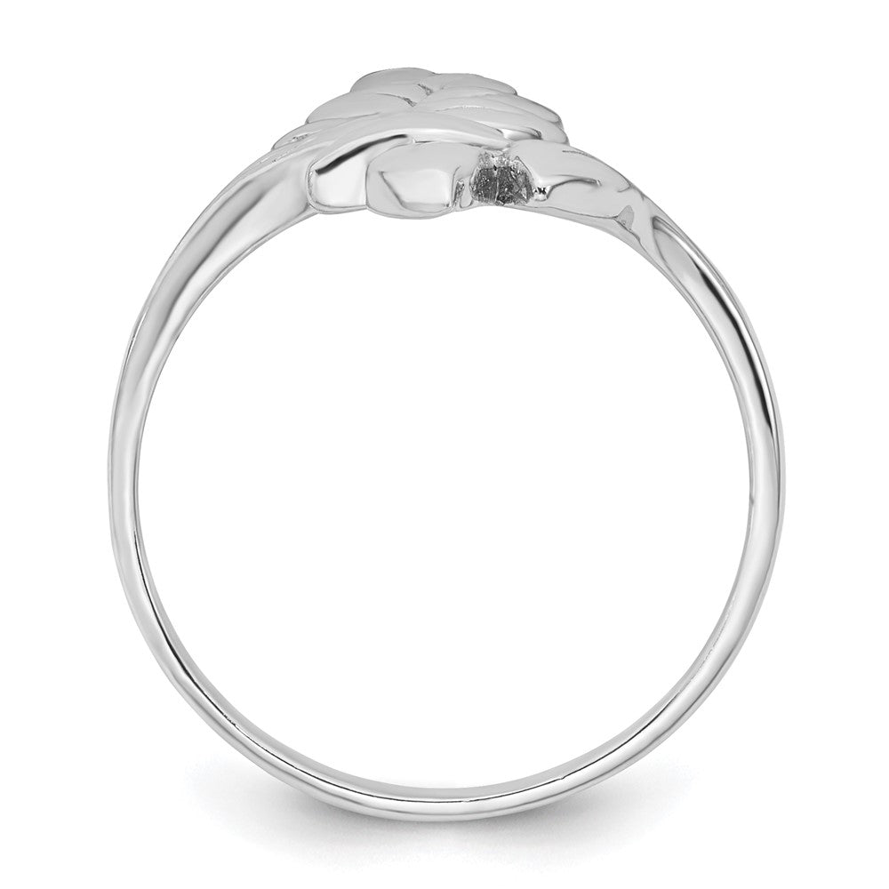 Sterling Silver Rhodium-plated Polished Leaf Ring