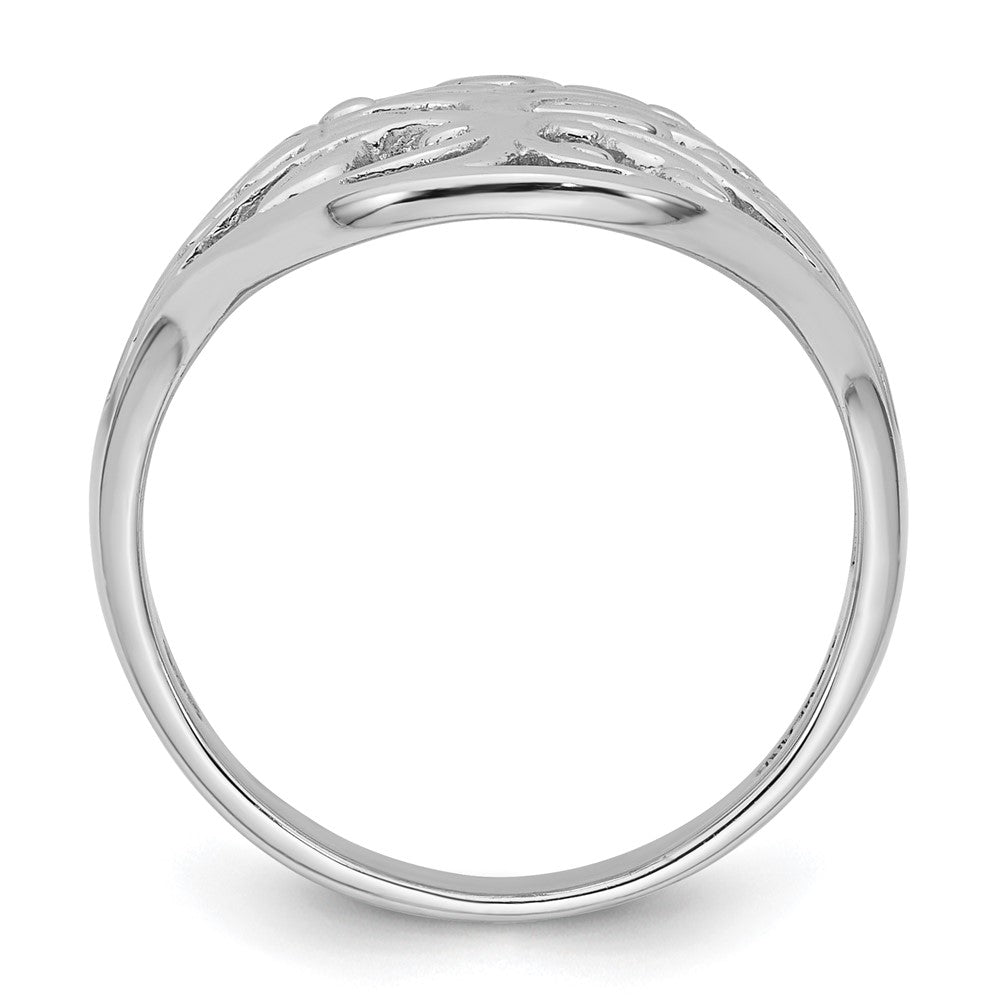 Sterling Silver Rhodium-plated Polished Fancy Leaf Ring