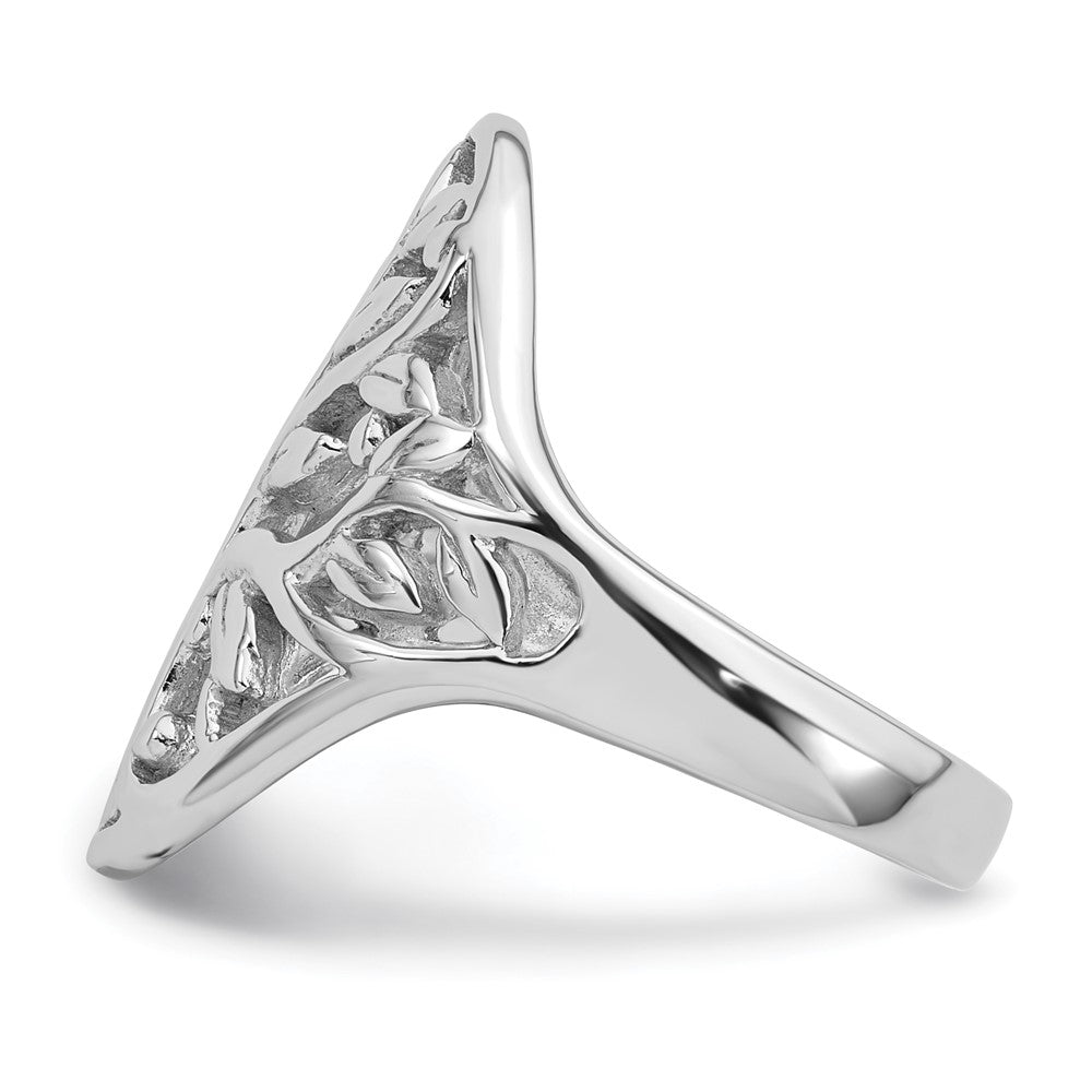 Sterling Silver Rhodium-plated Polished Fancy Leaf Ring